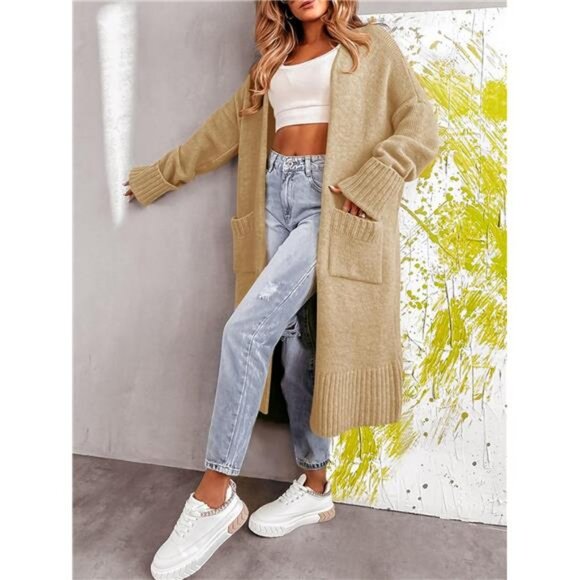 Cardigan Sweaters for Women Khaki - Picture 4 of 5